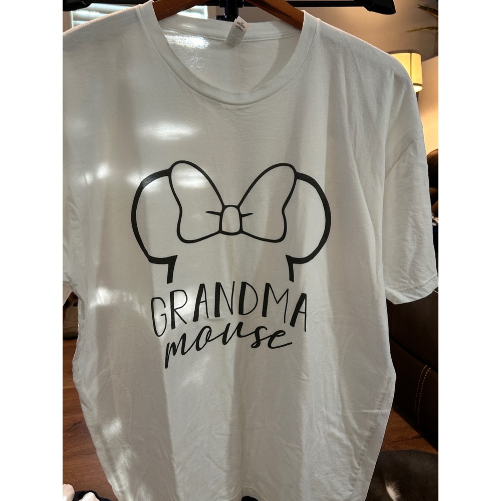 Next Level Apparel Grandma Mouse T-Shirt Womens XL White Disney Ears Graphic Tee